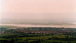 The view from Brent Knoll over the River Parrett and the Quantocks