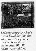 Bedivere throws Excalibur