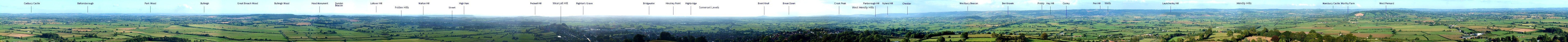 360-degree panorama from Glastonbury Tor
