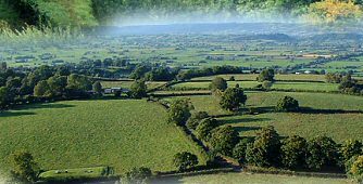View northwest over Stone Down from the Tor, Mendips behind