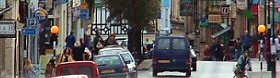 Looking down Glastonbury High Street